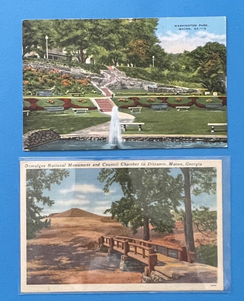 Macon Georgia Washington Park & Ocmulgee National Monument Vintage Postcard Lot
