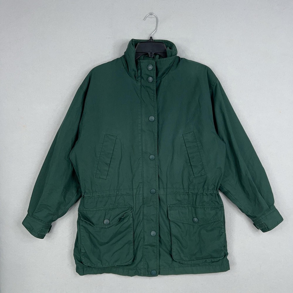 Eddie Bauer Jacket Womens Medium Plaid Lined Flannel Wool Utility Outdoor Gorp