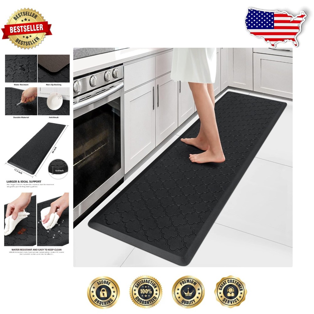 Luxury 60x17.3 Inch Waterproof Non-Slip Geometric Anti-Fatigue Kitchen Mat Rug