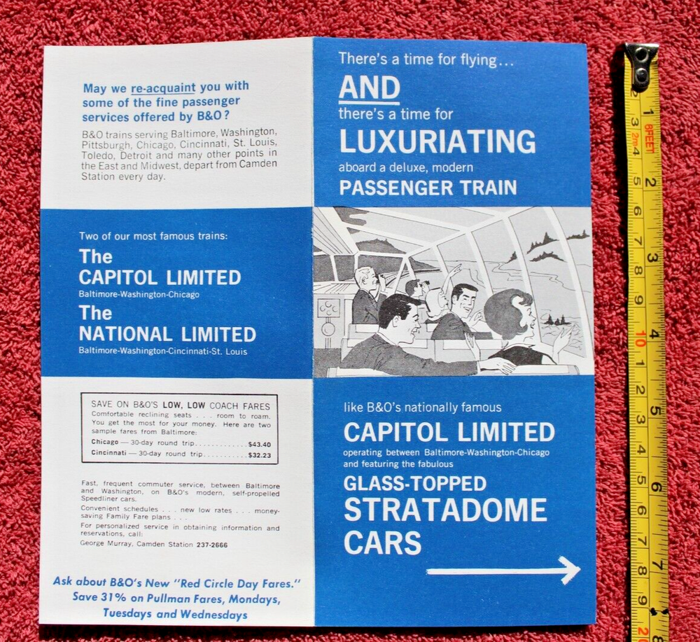 Rare B&O Capitol Limited Stratadome Railroad Cars Railway Passenger Train Ad