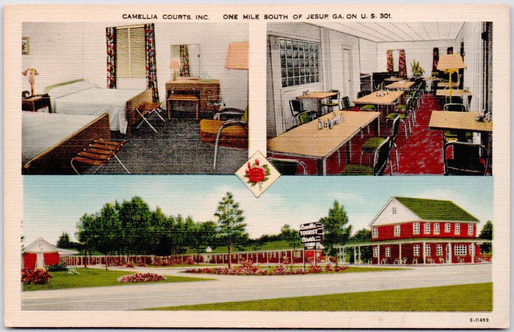 Camellia Courts Inc Jesup Georgia Hotel Motel  1940 Vintage Linen Postcard