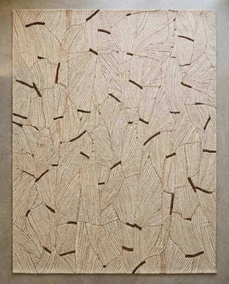 Hand Tufted Wool Rug Abstract Beige Area Rug Modern Geometric for home 8x10