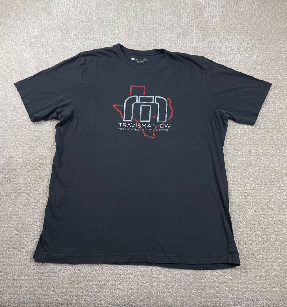 Travis Mathew Shirt Mens XL Black Texas Greatest Country Logo Casual Graphic Tee