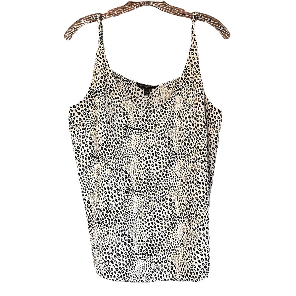Banana Republic Cami tank top camisole Sz XL Ivory Black Leopard Print