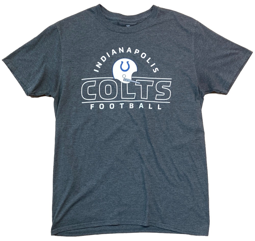 Indianapolis Colts Football NFL Helmet  Fanatics T-shirt Size Large Gray