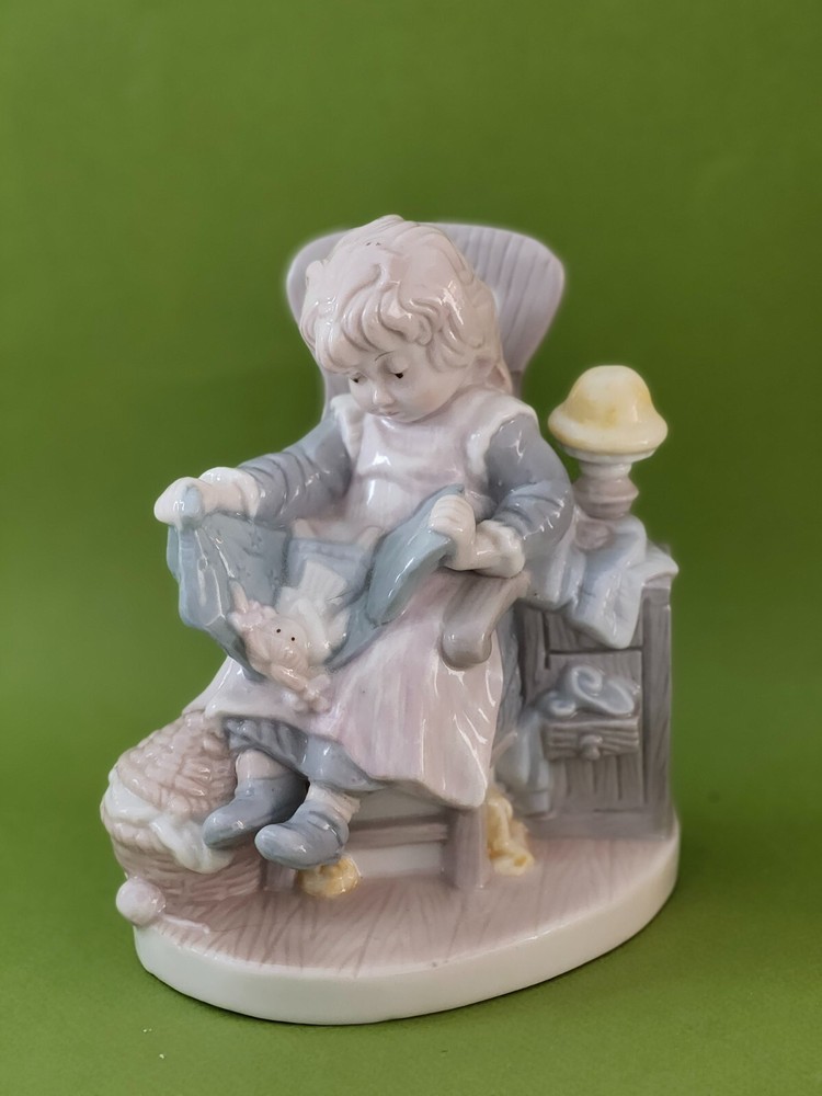 Dolfi Original Lisi Martin Porcelain Statue of Girl Playing with Doll Repaired