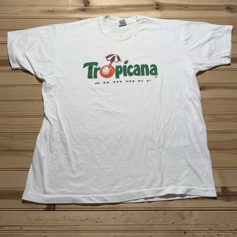 Vintage 80s 90s Tropicana Summer Orange Juice Drink Promo Shirt Size 2XL