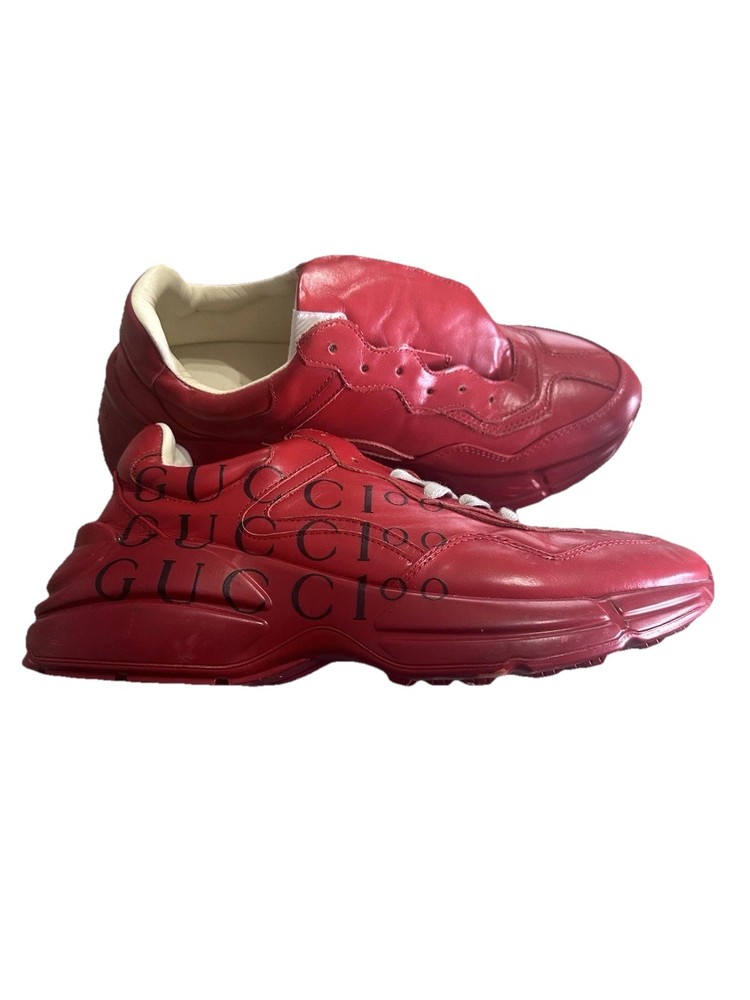 Gucci Rhyton Size 8.5-9 Red Leather 100th Anniversary Red Lace Up Sneakers
