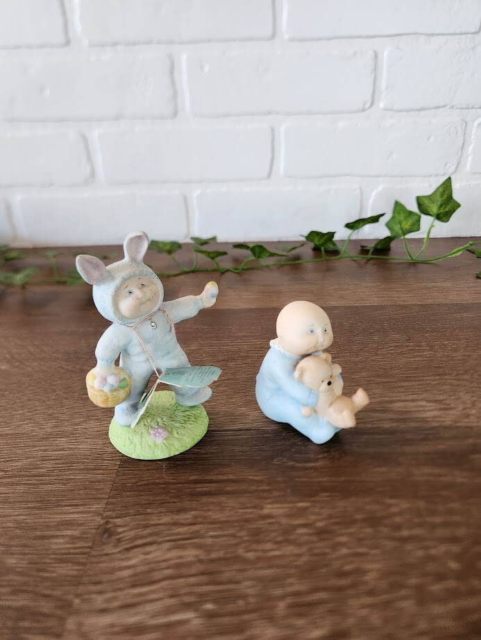 Vintage 1984-1985 Porcelain Cabbage Patch Easter Figurines Set of 2