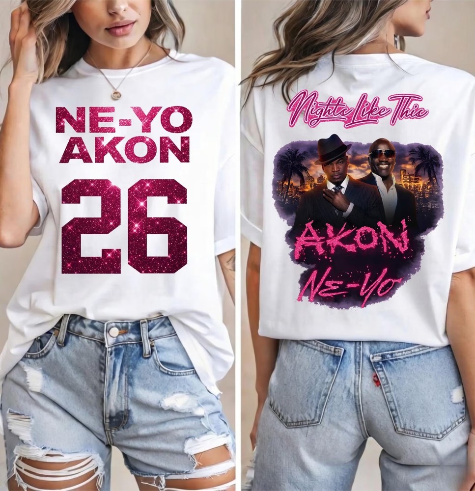 Ne Yo Akon 2026 T Shirt, Nights Like This Tour, R&B Concert T-Shirt