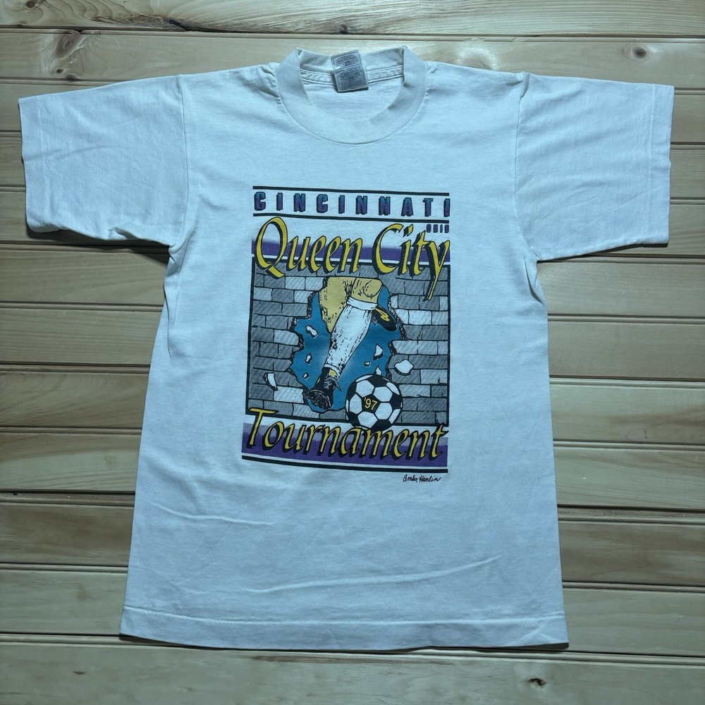 Vintage 1997 Queen City Soccer Tournament USFL Cincinnati Shirt Size Small