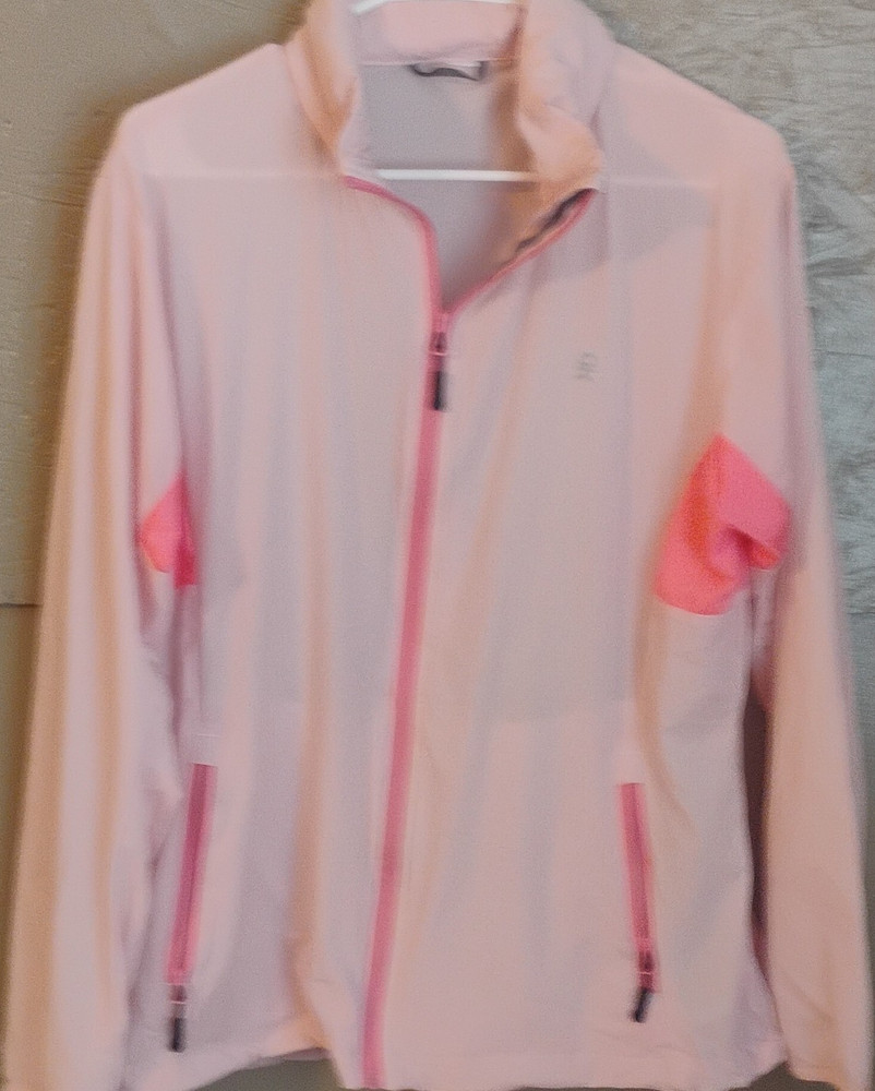 On Women’s Pink Windbreaker Jacket Full Zip Hooded Zip Pockets M