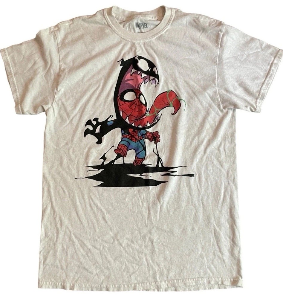 Spiderman Venom Marvel T-Shirt Mens M Short Sleeve Graphic Print 100% Cotton
