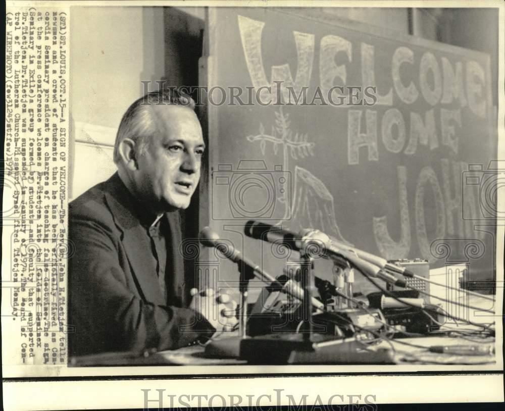 1974 Press Photo Reverend Doctor John Tietjen, Fired from Concordia Seminary