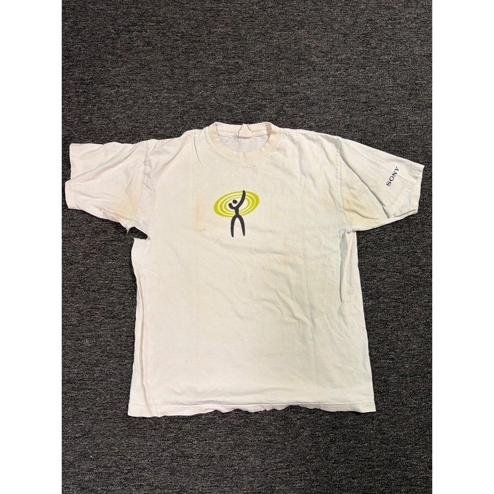 Sony TShirt Mens XL White Vintage 90s Where The Music Takes You Promo Distressed