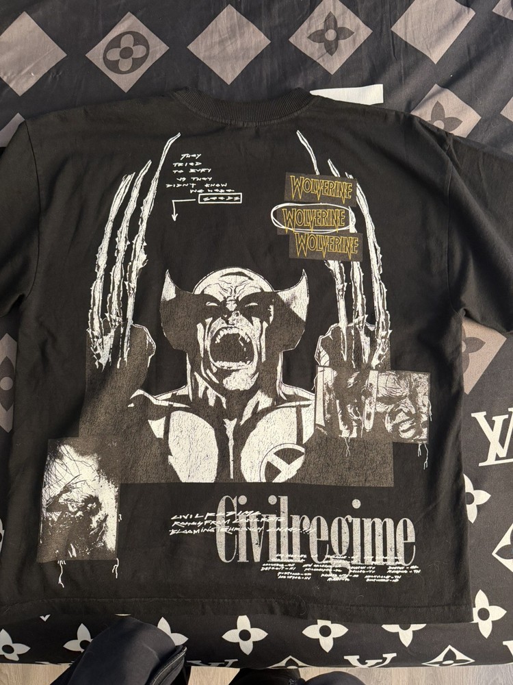 Civil Regime Marvel Wolverine Graphic Print Vintage Wash T-Shirt Black Large