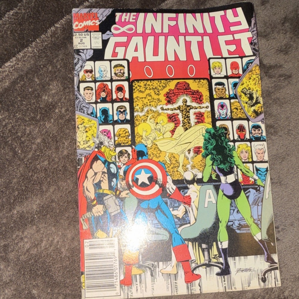 Marvel The Infinity Gauntlet #2 Avengers Comic Book Jim Starlin 1991 Boarded
