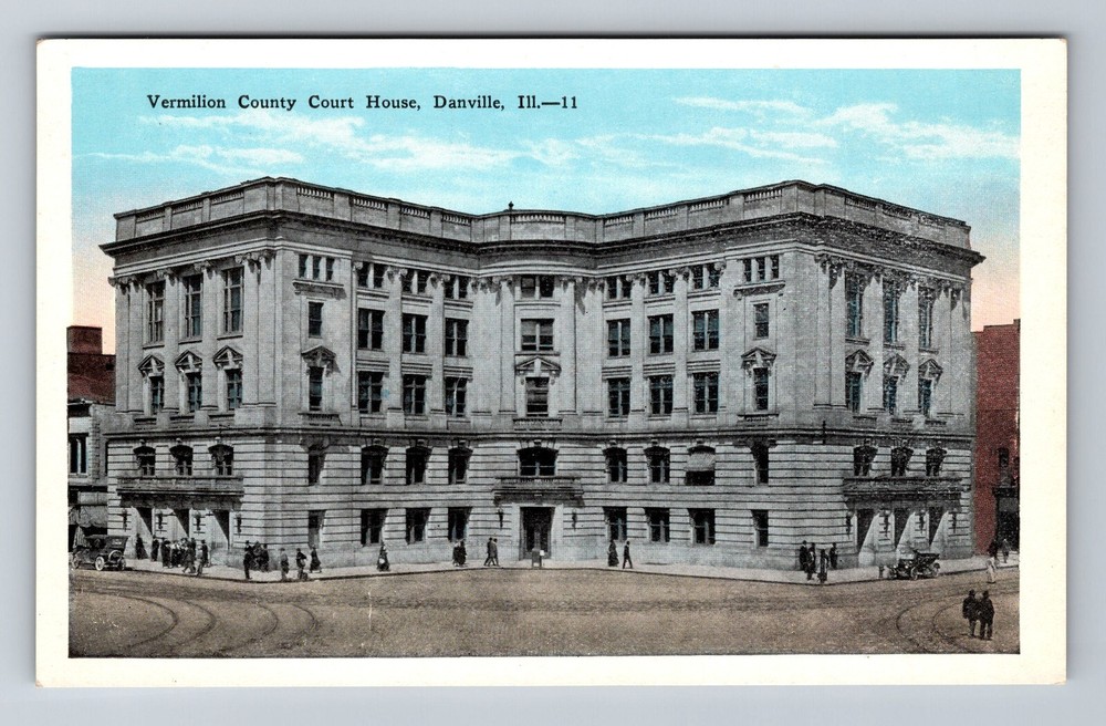 Vintage Danville IL Vermilion County Courthouse Postcard Standard Old