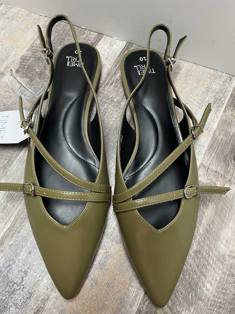 TIME and TRU~ Green Strappy Sling Back Women’s Shoes Size 10 Brand New!!
