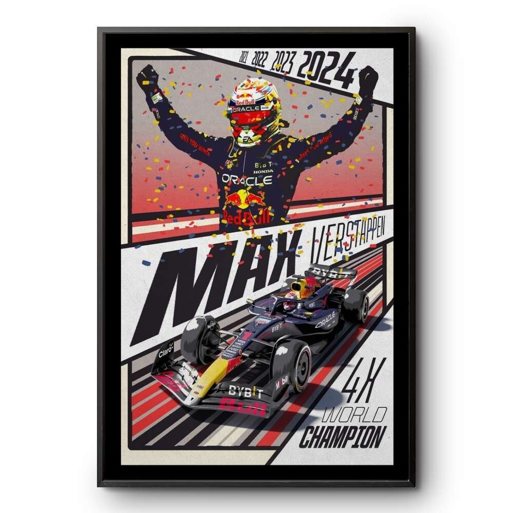 Red Bull Racing Max Verstappen 4X World Champion Poster