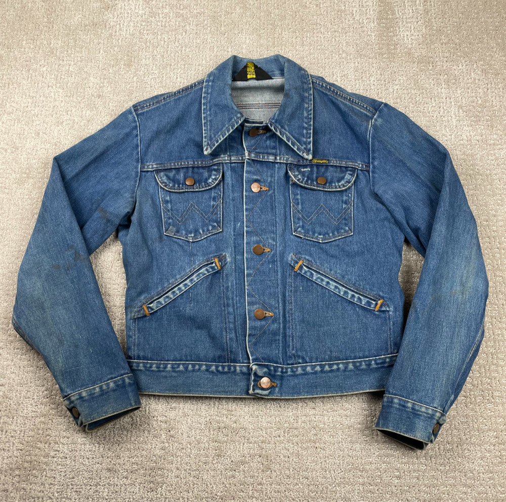 Vintage 70s Wrangler Denim Jacket Mens S Trucker Western Cowboy Made in USA