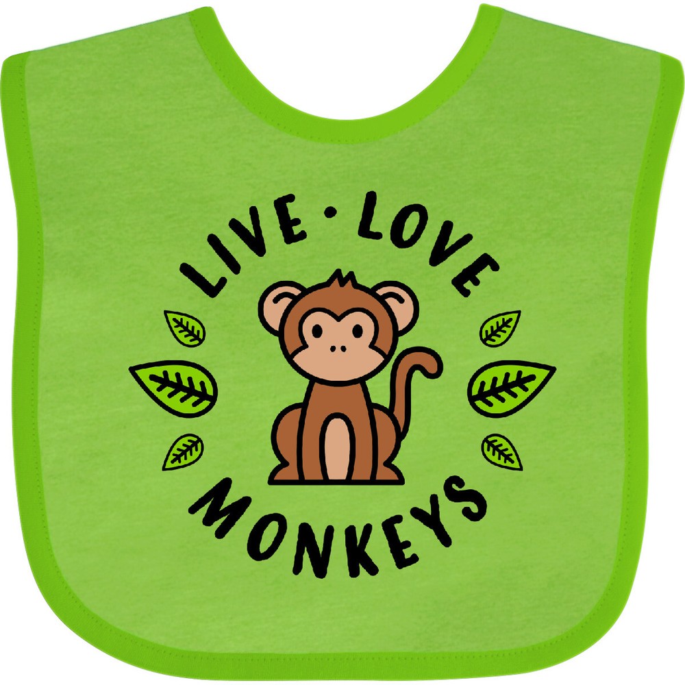 Inktastic Live Love Monkeys Baby Bib Animals Monkey Lover I Animal Wild Life