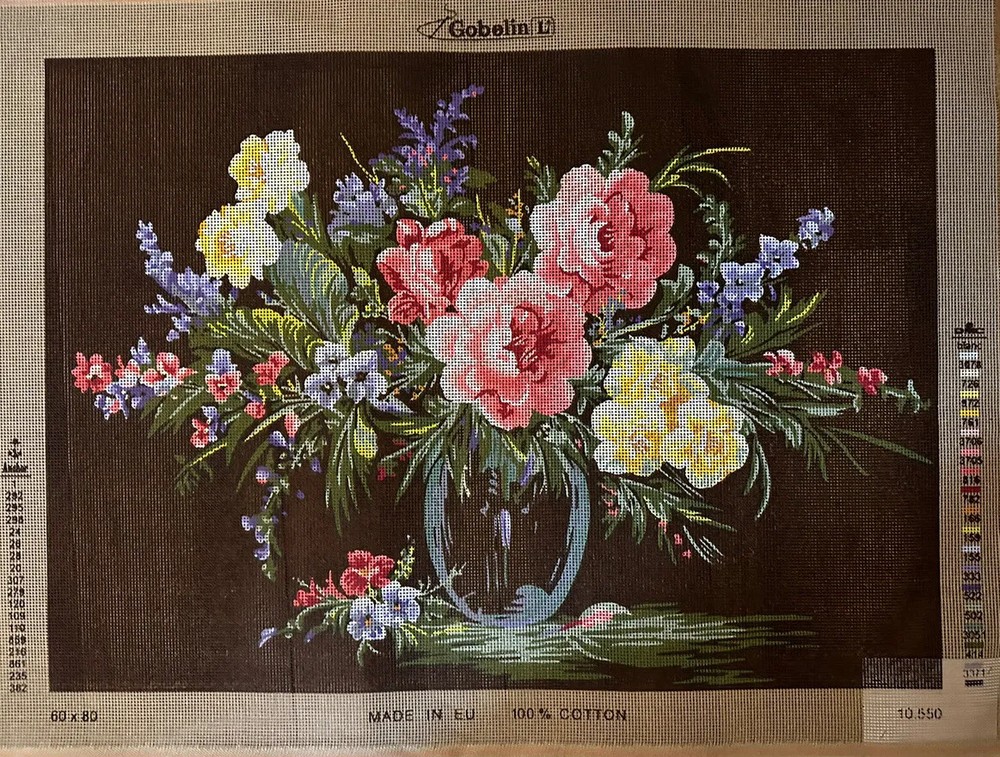 Printed needlepoint Tapestry  60x80 Cm Gobelin L Roses Canvas Only