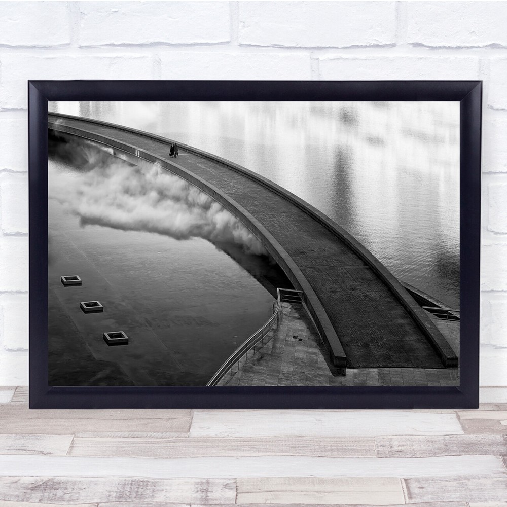 Through The Mist curved bride pathway Cloudy Lake Wall Art Print