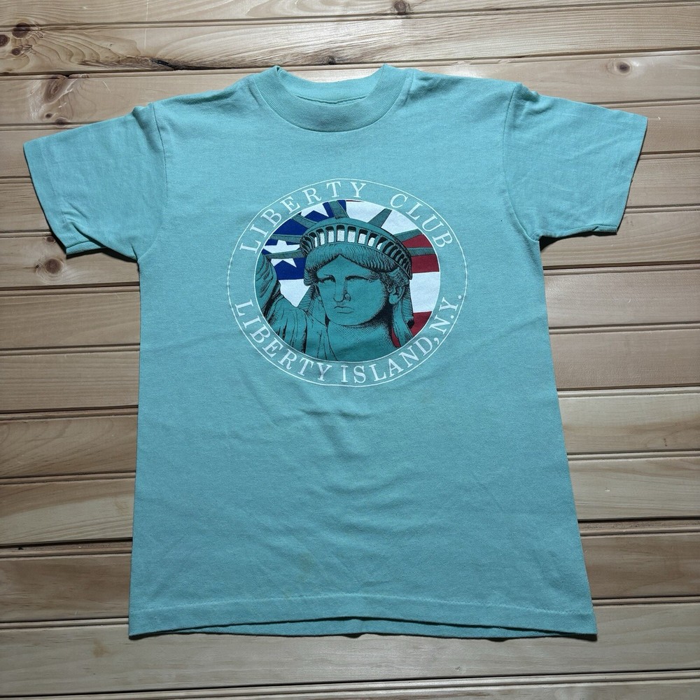 Vintage 80s New York City Statue of Liberty Club Island NY Shirt Size Small
