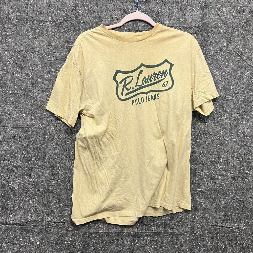 Ralph Lauren Polo Jeans Company Mens Yellow Short Sleeve Graphic T Shirt Size M