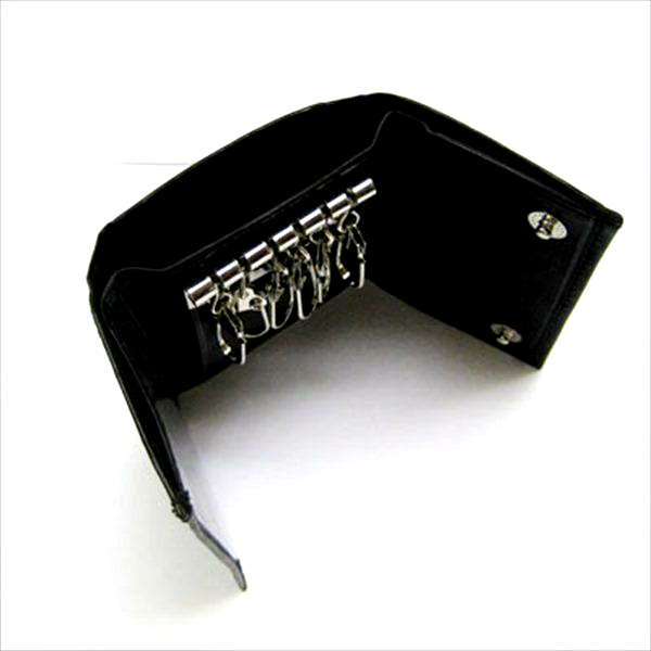Black Genuine Leather Key Case Men's Keychain Wallet 5 Rings Keychain US SELLER