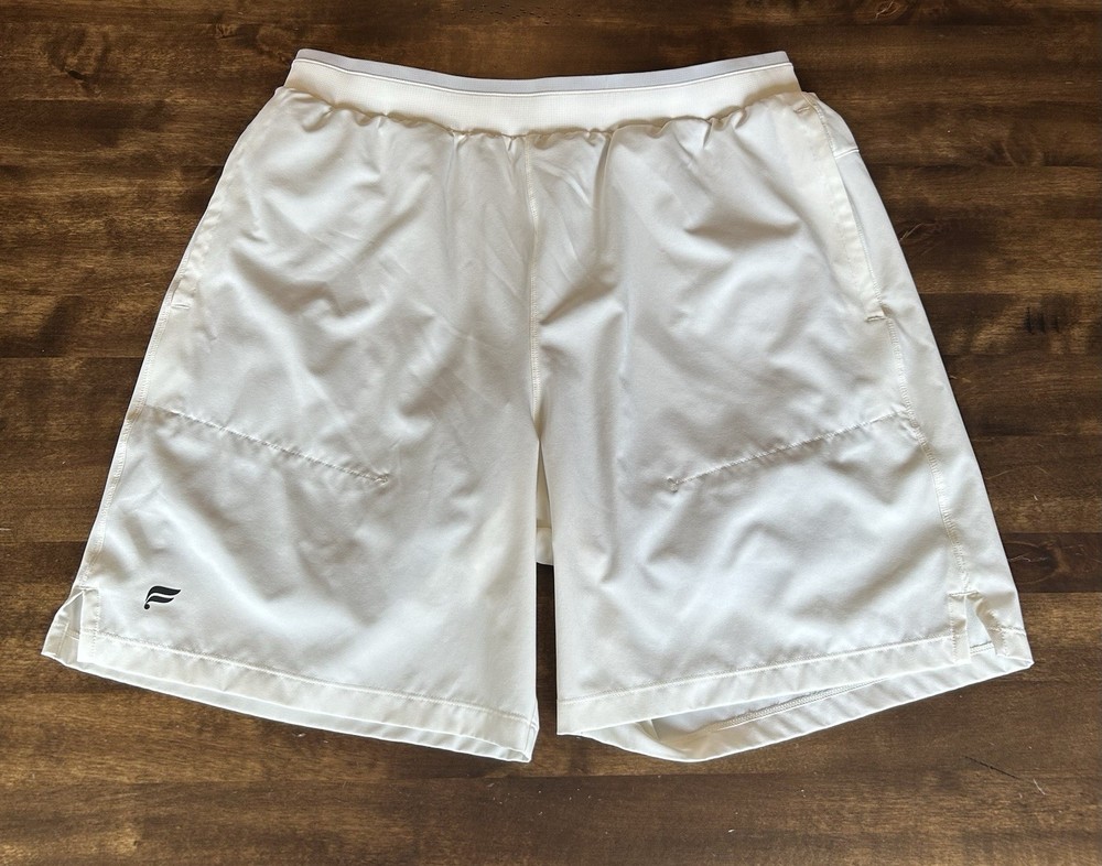 Fabletics Shorts Mens Size Large Beige 7” Fundamental II Lined Drawstring