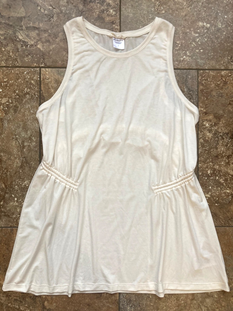 Athleta Womens Tank Top Ivory size L Grecian Waist Detail Comfort EUC 2023