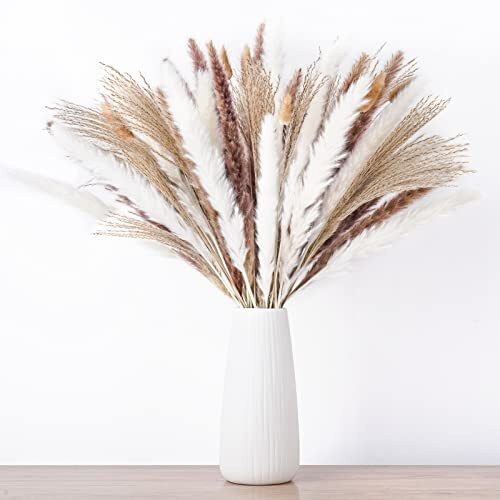100PCS Natural Dried Pampas Grass Bouquet, Dried Flowers for Boho Home 100pcs