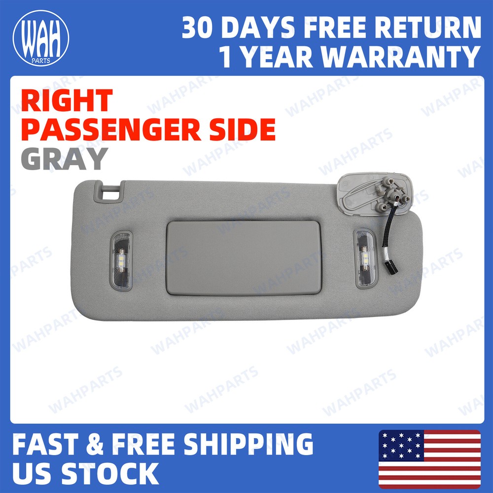2015-2019 Cadillac Chevrolet GMC Gray Passenger Sun Visor with Light