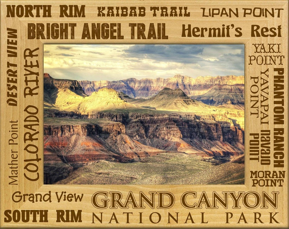 Grand Canyon National Park Points of Interest Engraved Wood Picture Frame (4x6)