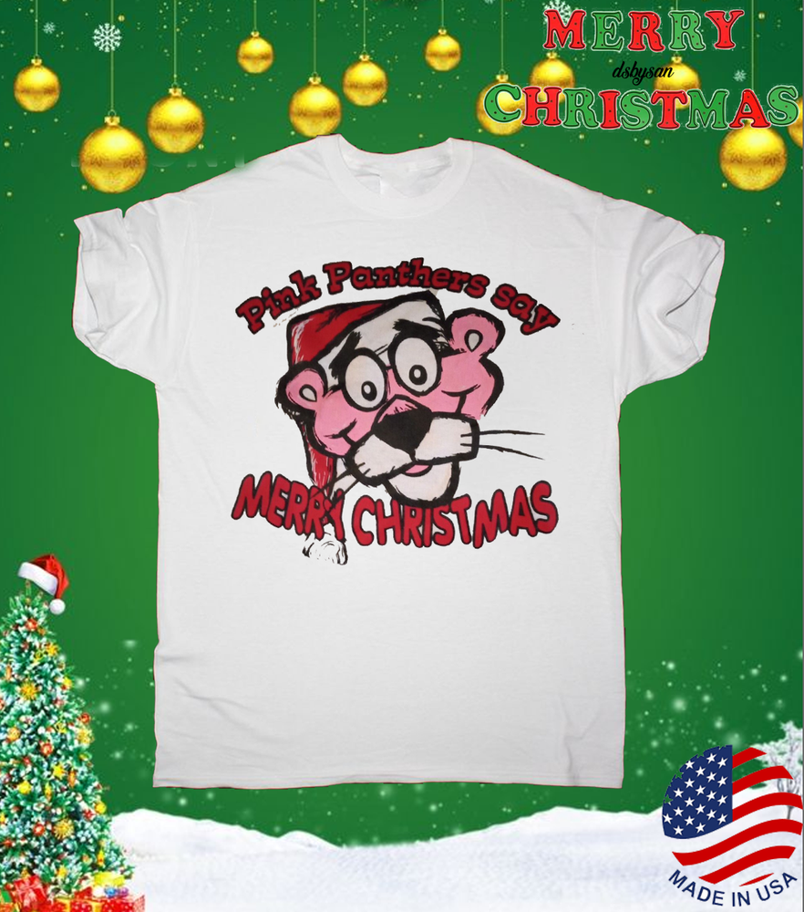 Pink Panther say Merry Christmas NEW T-shirt Short sleeve S-5Xl 12