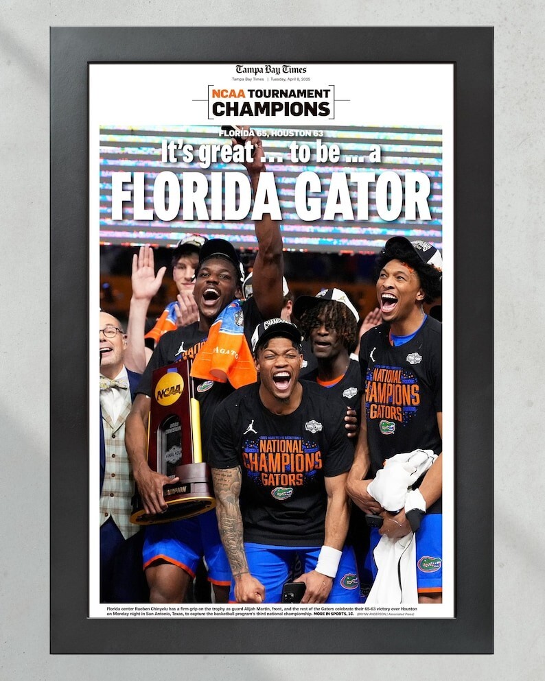 2025 Florida Gators NCAA Basketball Champions Poster Wall Art Unframed