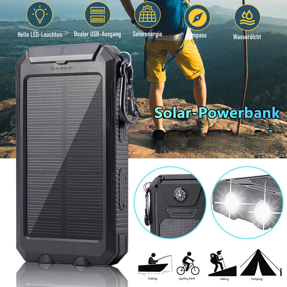 9000000mAh Solar Power Bank with USB Charger for Phones & Devices
