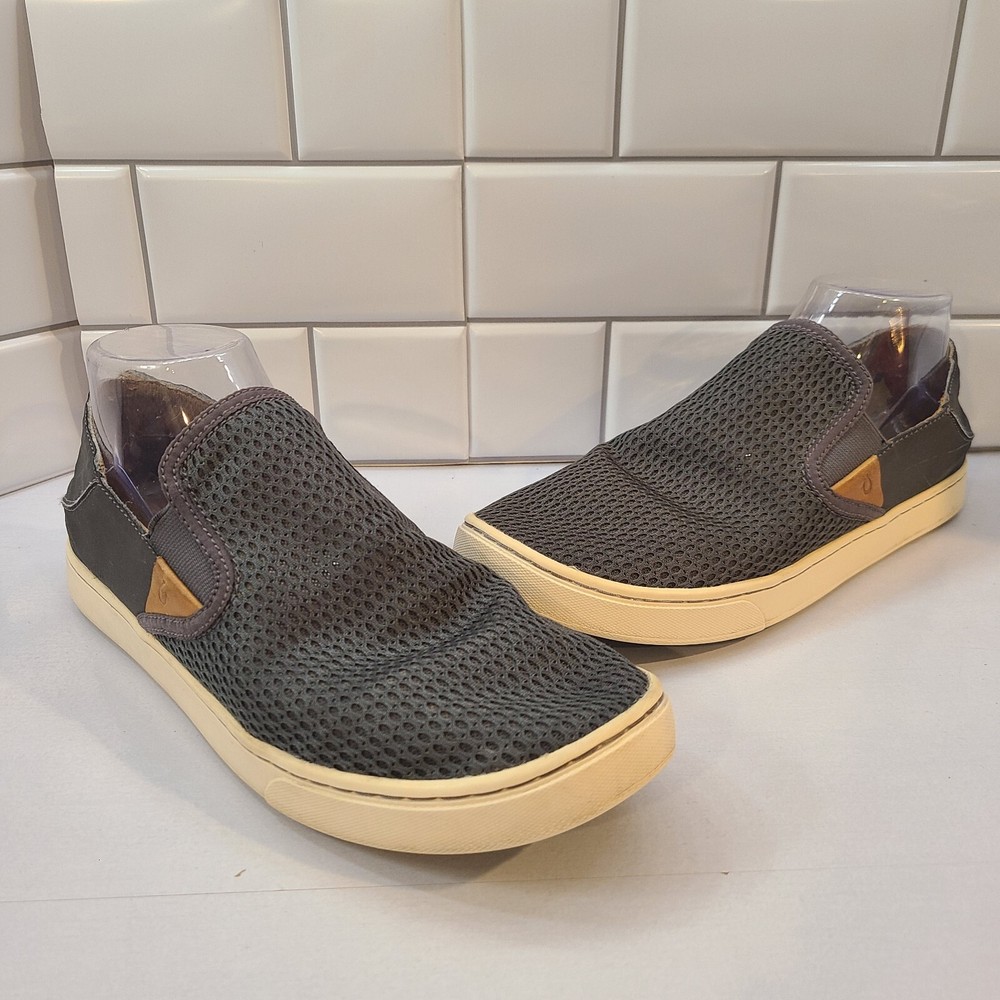 Olukai Pehuea Women Size 10 Sneakers Shoes Casual Gray Mesh Slip On Convertible