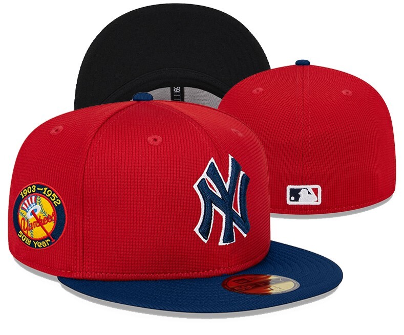 New Era 59FlFTY Chain Stitch Fitted Cap New York Yankees - Cardinal / Blue