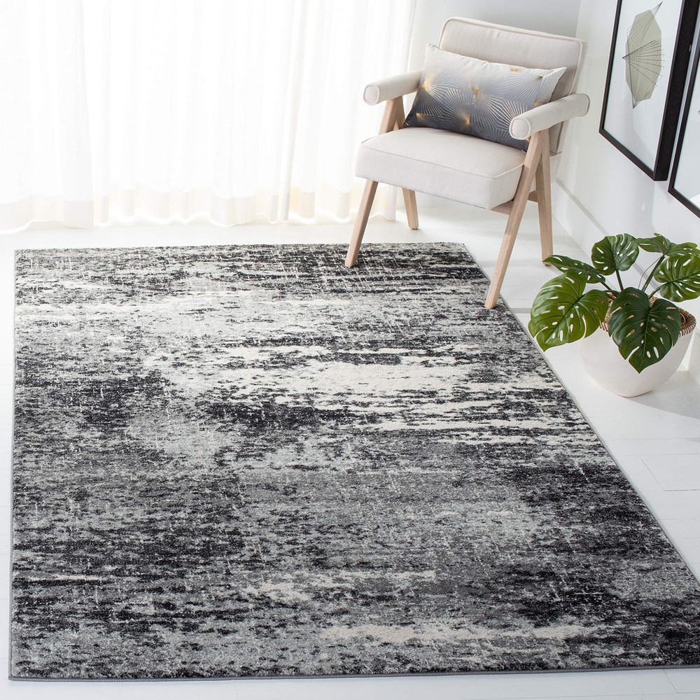 SAFAVIEH Evoke Collection 6’7” x 9” Ivory Dark Grey EVK272G Modern Abstract Area Rug
