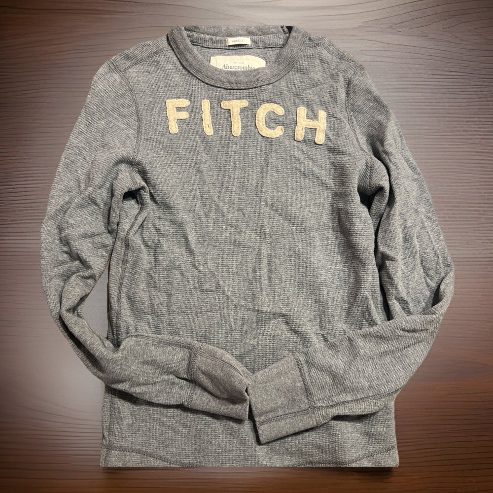 Abercrombie&Fitch Waffle Knit Thermal Long Sleeve Shirt Muscle Fit Medium