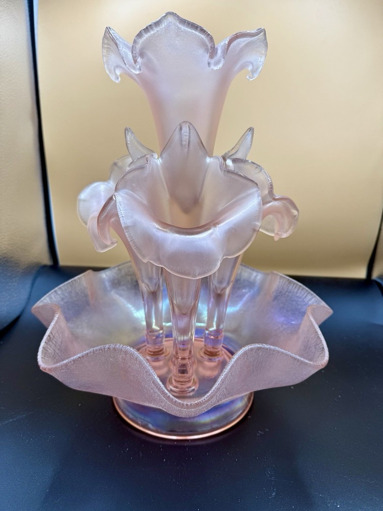 Fenton 4 Horn Velva Rose Stretch Epergne