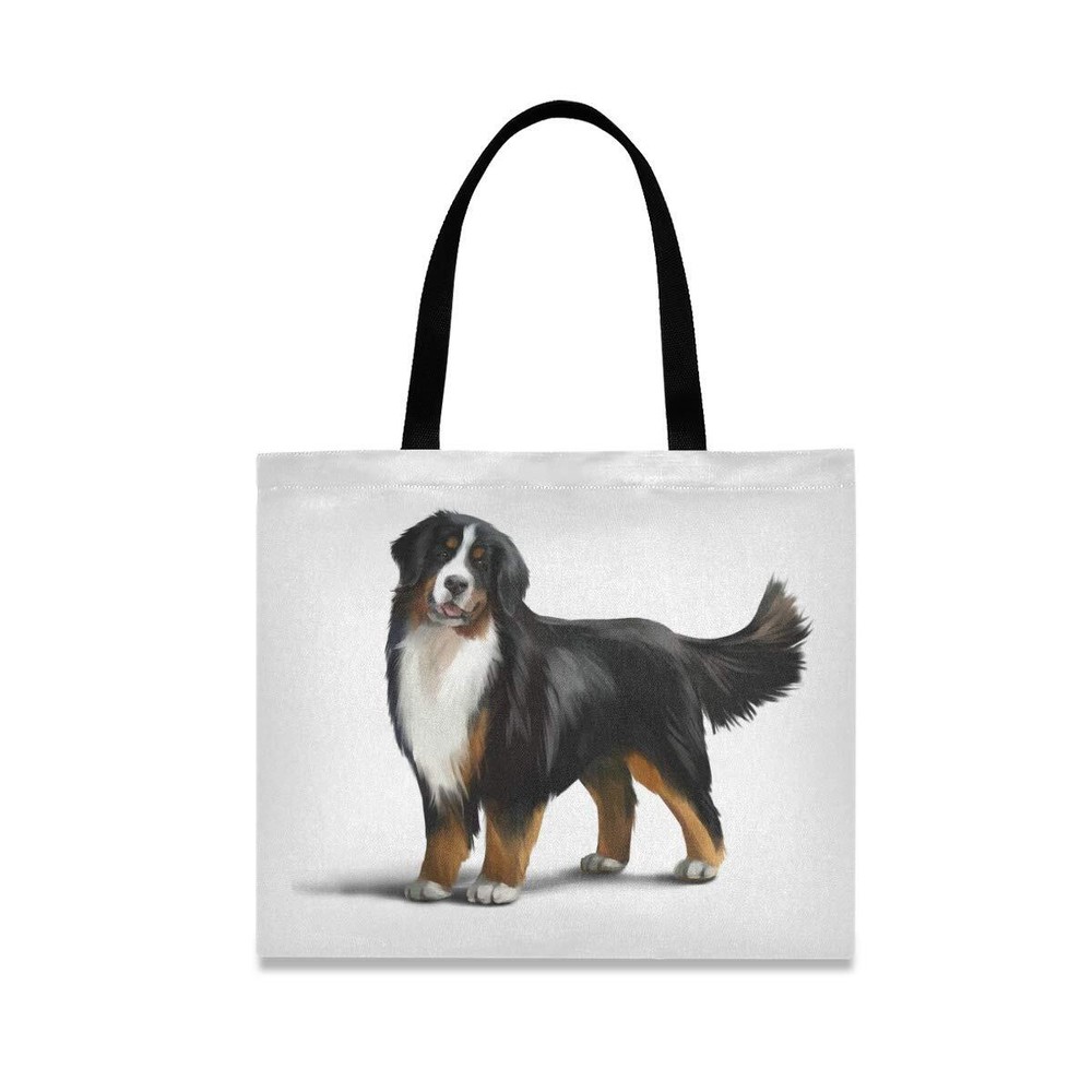 Bernese Mountain Dog Canvas Tote Bag Puppy Pets Casual Grocery Shopping Bags ...