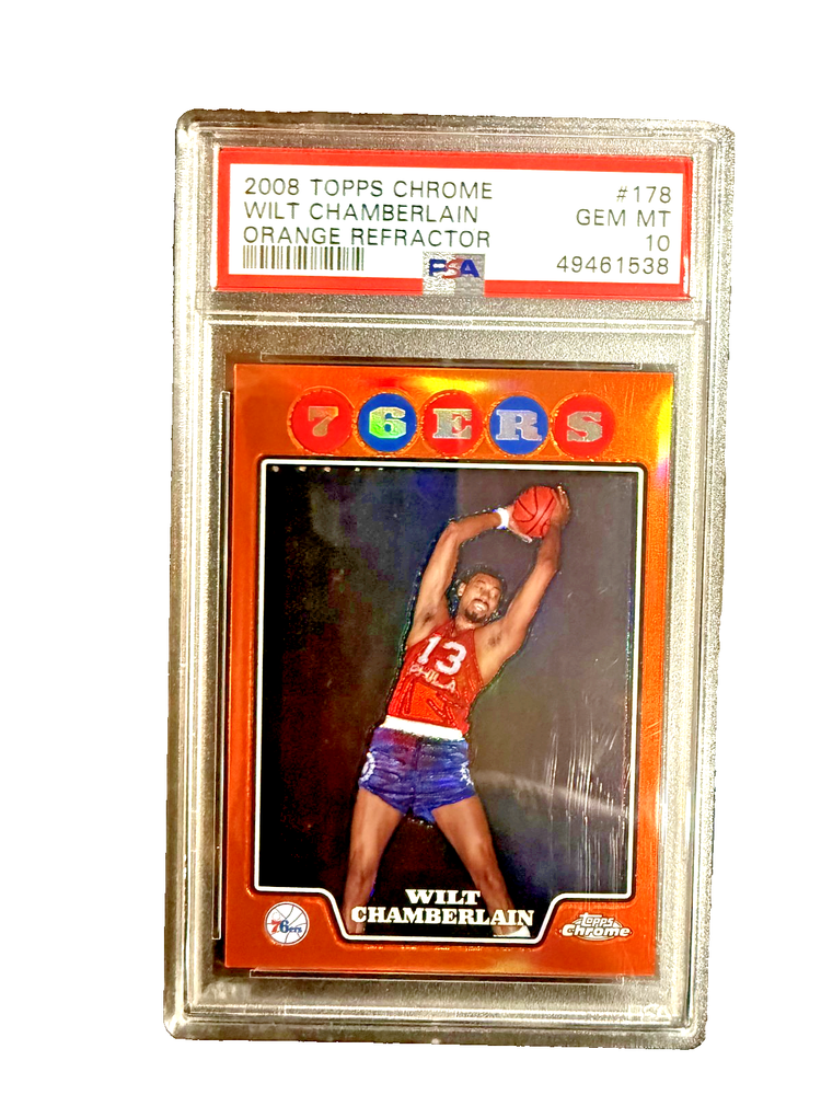 2008 TOPPS CHROME WILT CHAMBERLAIN ORANGE REFRACTOR #178 GEM MINT 10.
