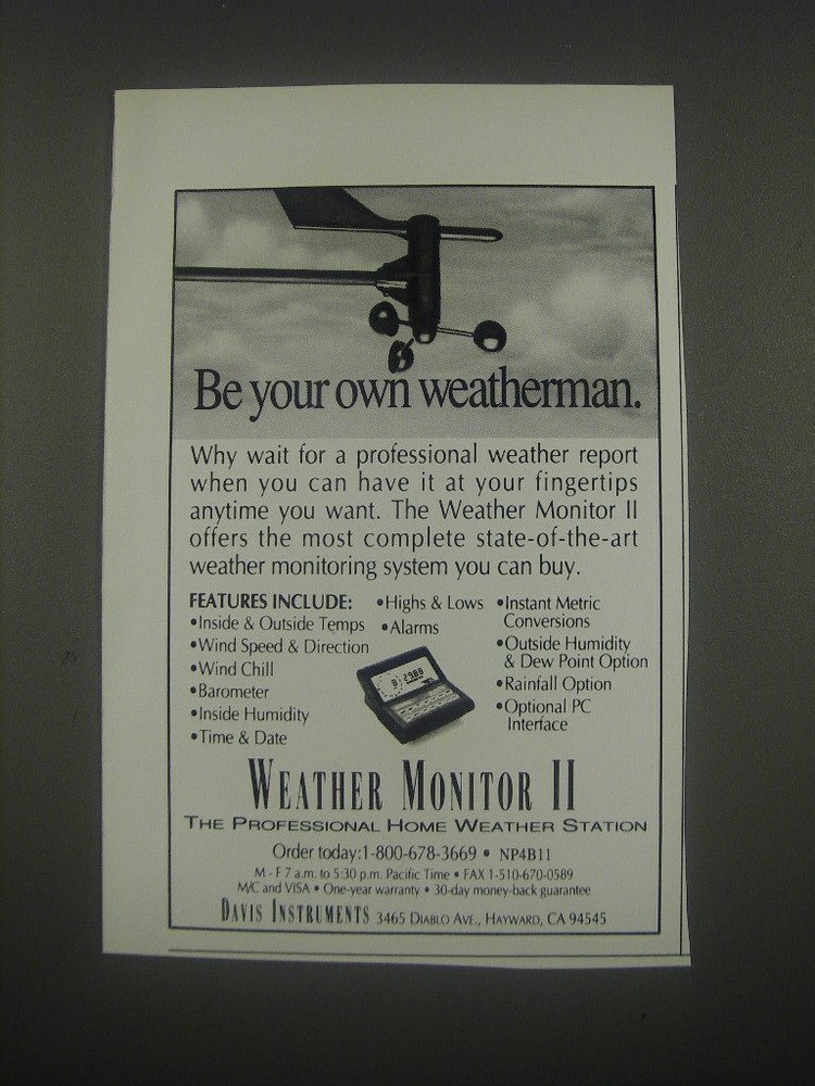 1991 Weather Monitor II Ad - Be your own weatherman