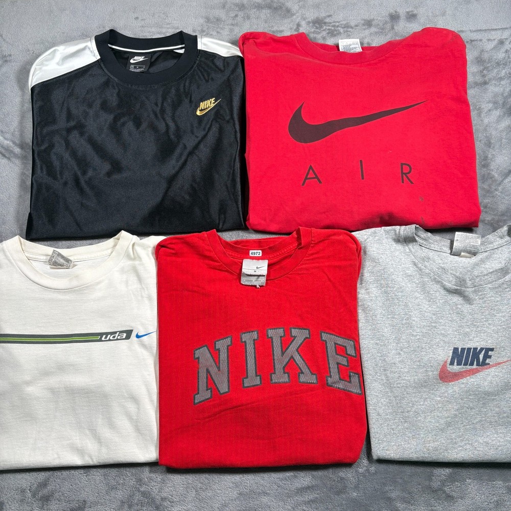 Vintage Nike T-Shirt Men's Medium Multicolor Swoosh Graphic Crew Neck Lot Of 5