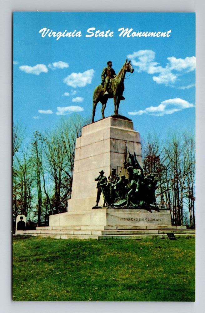 Gettysburg PA-Pennsylvania, Virginia State Monument, Vintage Souvenir Postcard
