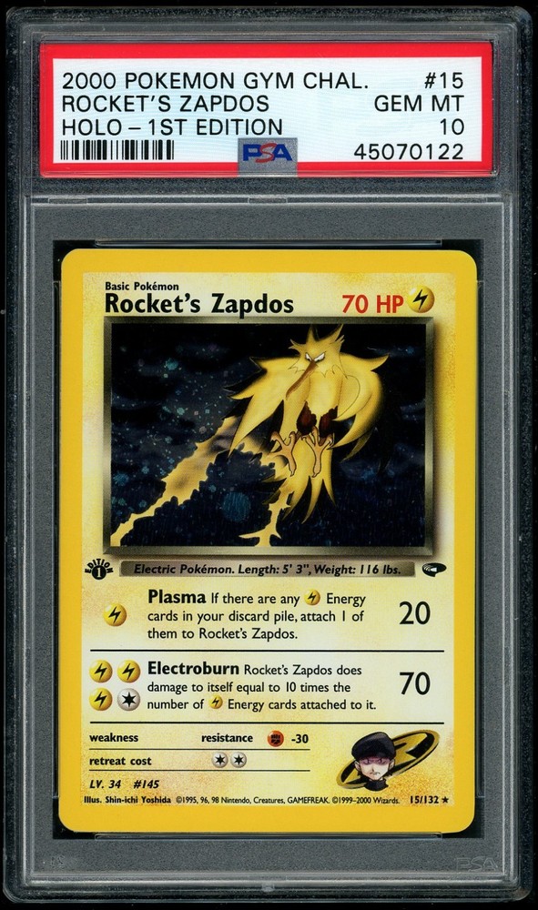 Pokemon Rocket's Zapdos 2000 Gym Challenge #15 1St Edition Holo Psa 10RCH IS ACCEPTING CONSIGNMENTS! UP TO 95% PAYOUTS!